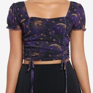 Cosmic Aura Celestial Ruched Crop Top Hot Topic Witchy‎